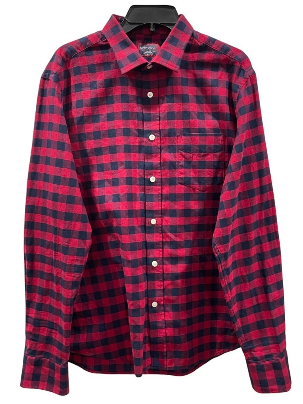 Untuckit Flannel Bricco Button Up Shirt L Red Blue Check Casual Preppy Cabincore